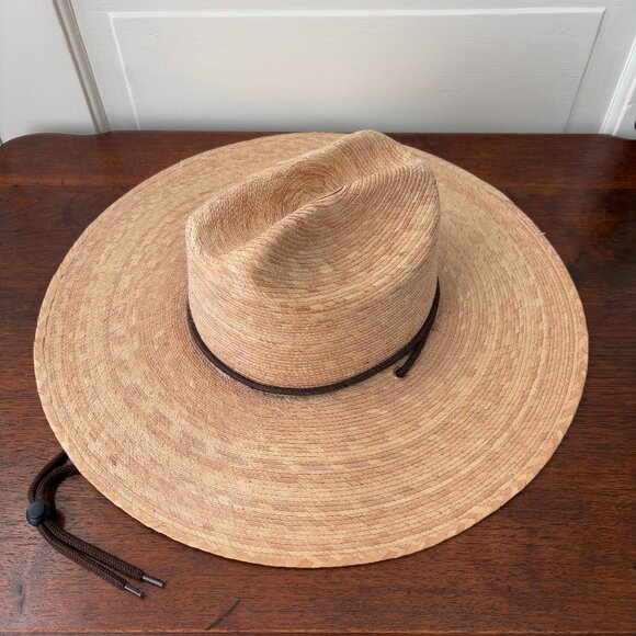 Tula Lifeguard Palm Straw Sun Hat S/M Unisex UPF 50+ Protect Chinstrap Wide Brim - Picture 5 of 13